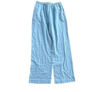 Abercrombie & Fitch Blue Linen Wide Leg High Rise Drawstring Linen Pants Small